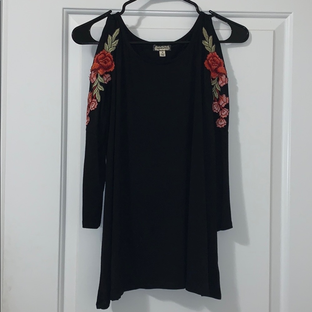 Black and rose embroidered blouse